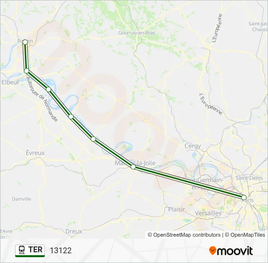 Plan de la ligne TER de train