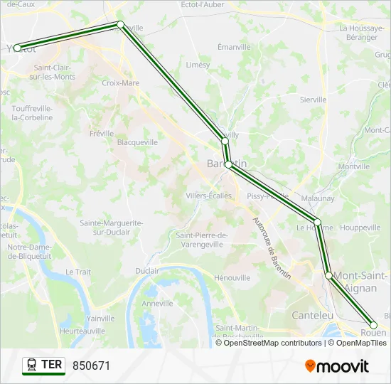 Plan de la ligne TER de train