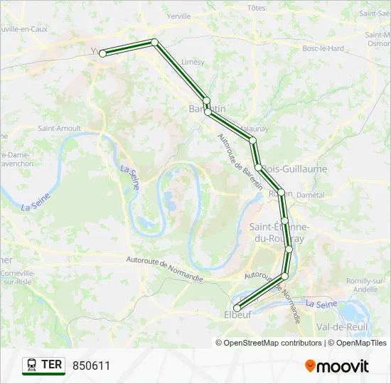 Plan de la ligne TER de train