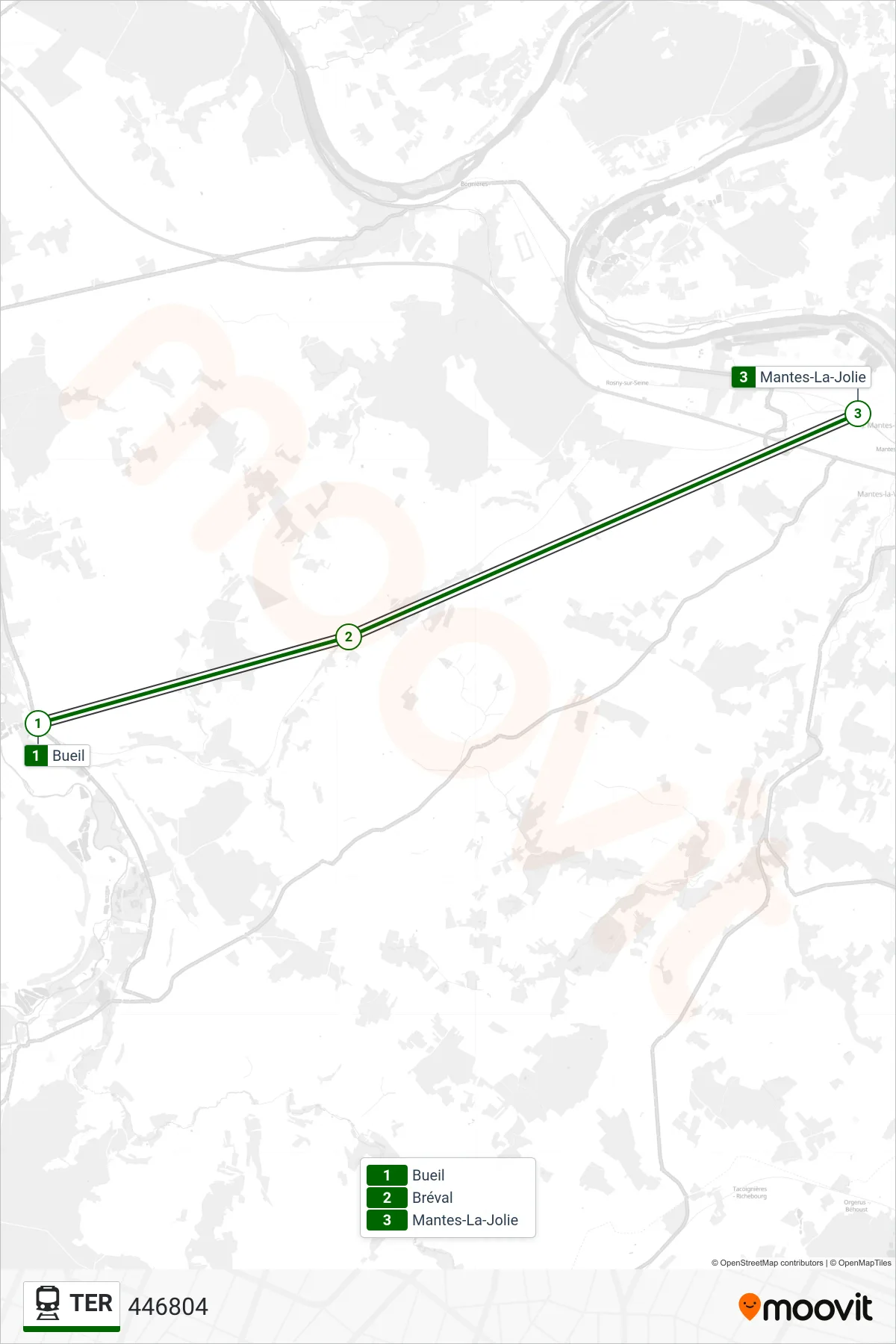 TER rail Line (446804) route and stops on a map
