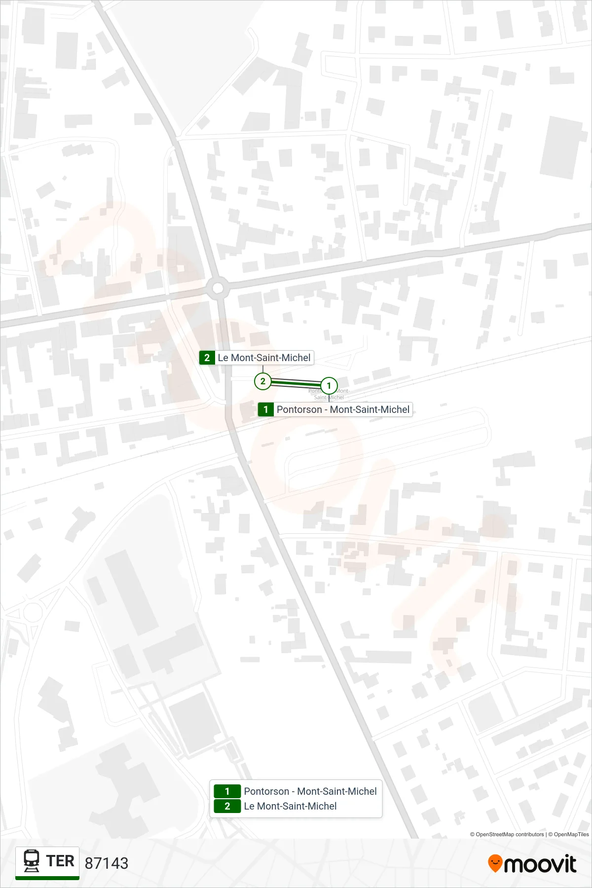 TER rail Line (87143) route and stops on a map