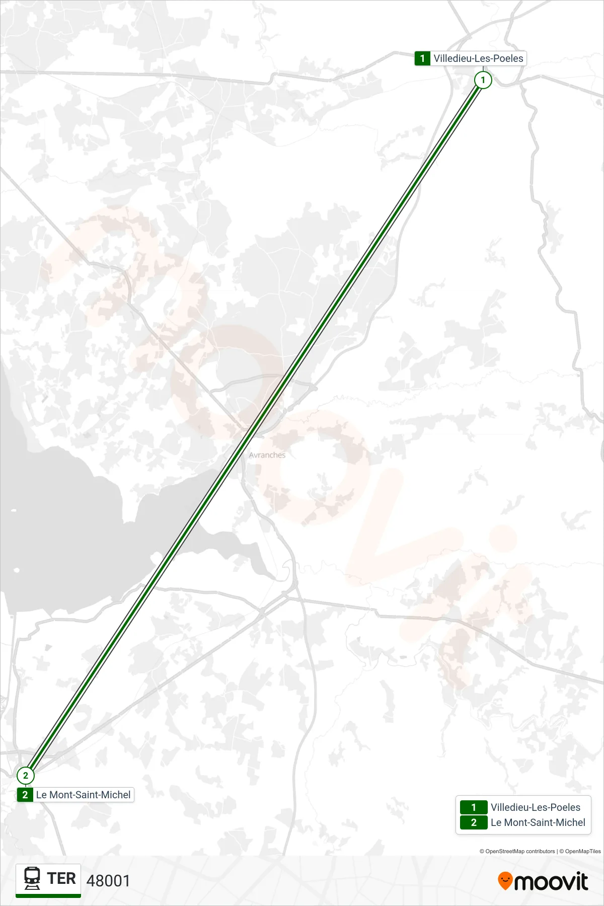 TER rail Line (48001) route and stops on a map