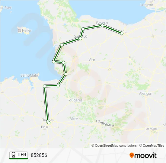 Plan de la ligne TER de train