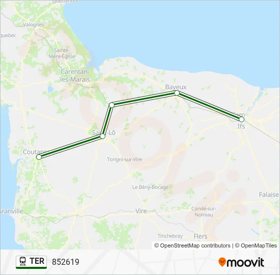Plan de la ligne TER de train