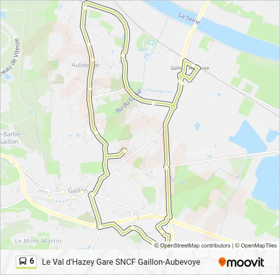Plan de la ligne 6 de bus