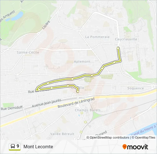 Plan de la ligne 9 de bus