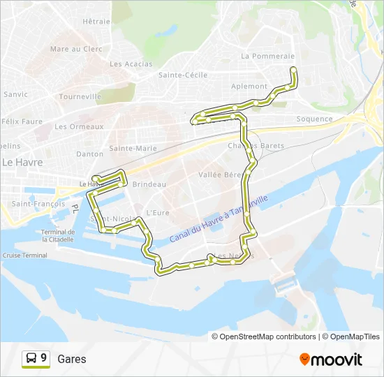 Mapa de 9 de autobús