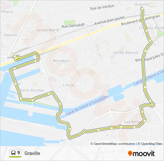 Mapa de 9 de autobús