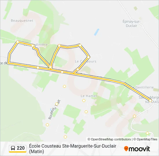 Plan de la ligne 220 de bus