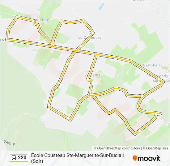 Plan de la ligne 220 de bus