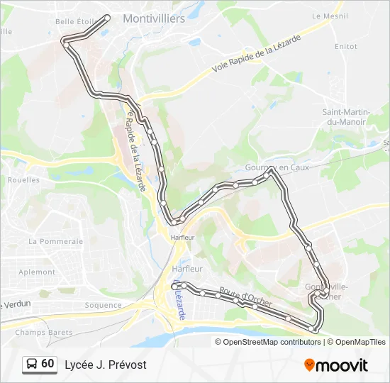 Plan de la ligne 60 de bus