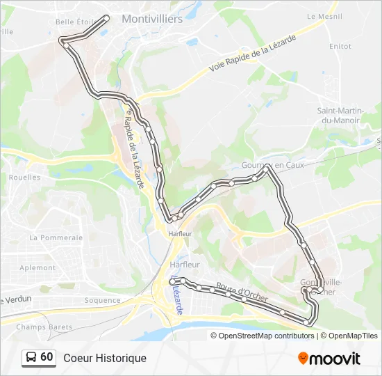 Plan de la ligne 60 de bus