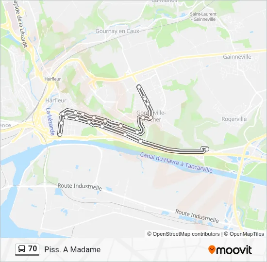 Mapa de 70 de autobús