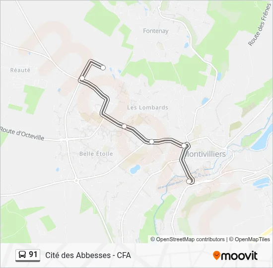 Mapa de 91 de autobús
