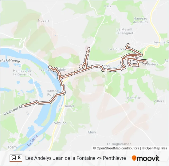 Plan de la ligne 8 de bus