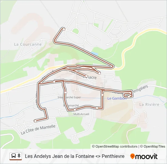Plan de la ligne 8 de bus