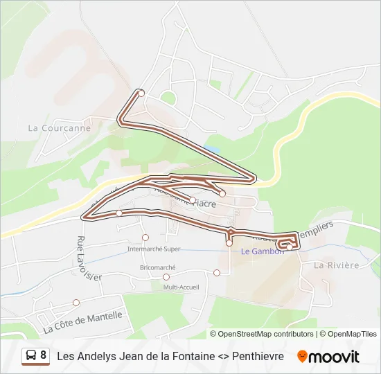 Plan de la ligne 8 de bus