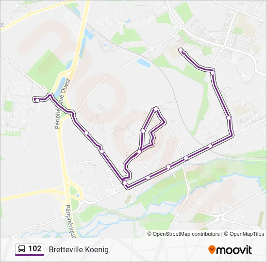 Mapa de 102 de autobús