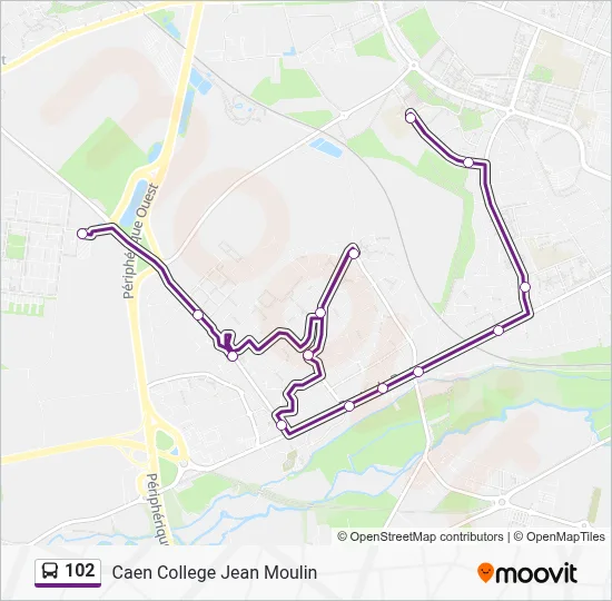 Plan de la ligne 102 de bus
