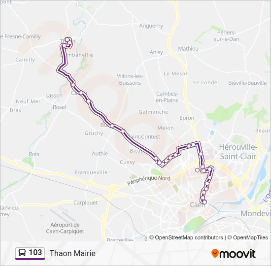 Plan de la ligne 103 de bus