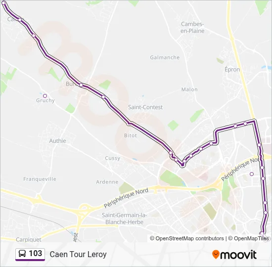 Plan de la ligne 103 de bus