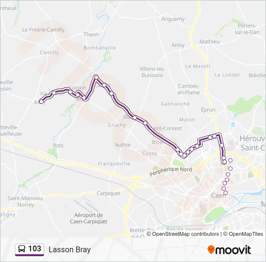 Plan de la ligne 103 de bus