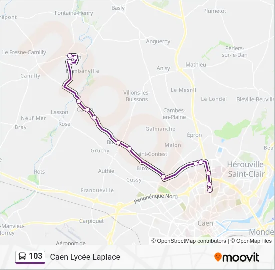 Plan de la ligne 103 de bus