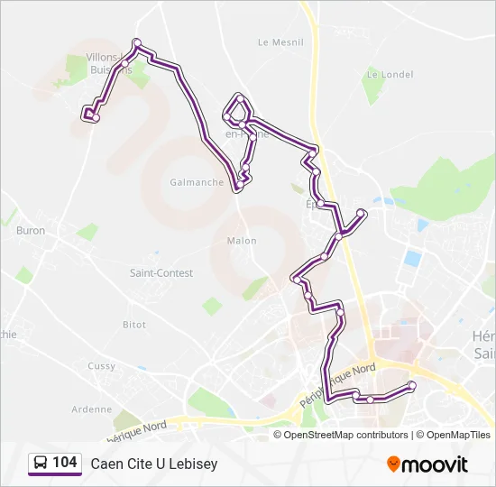 Mapa de 104 de autobús
