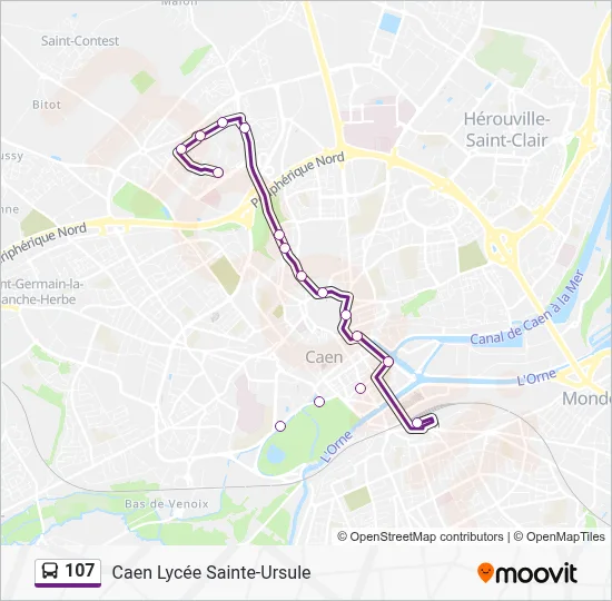 Plan de la ligne 107 de bus