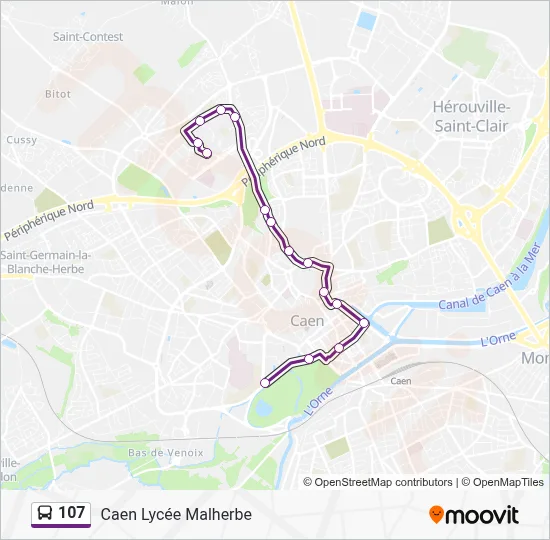 Plan de la ligne 107 de bus