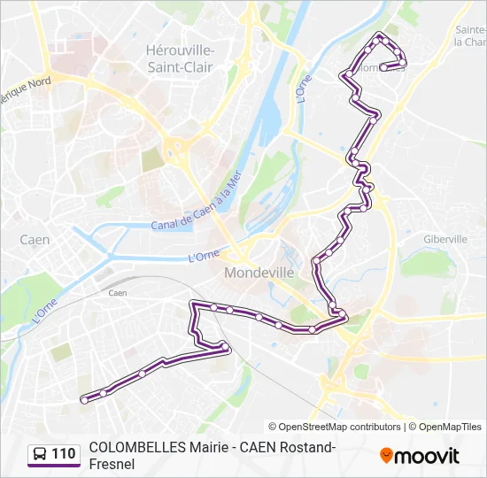 Plan de la ligne 110 de bus