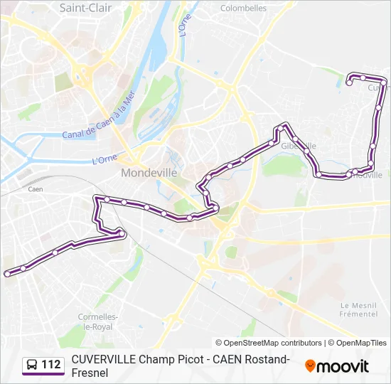Plan de la ligne 112 de bus