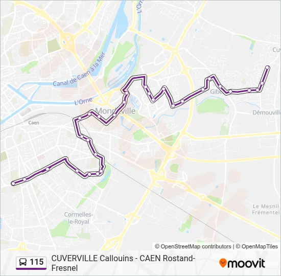 Plan de la ligne 115 de bus