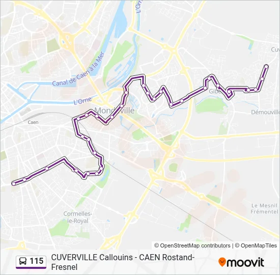 Plan de la ligne 115 de bus