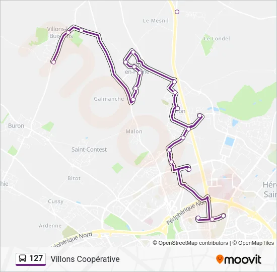 Plan de la ligne 127 de bus