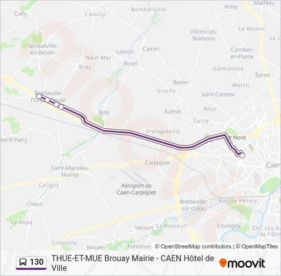 Mapa de 130 de autobús