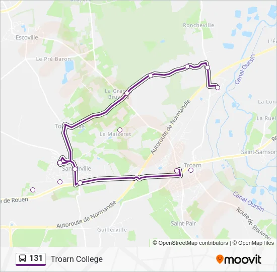 Plan de la ligne 131 de bus
