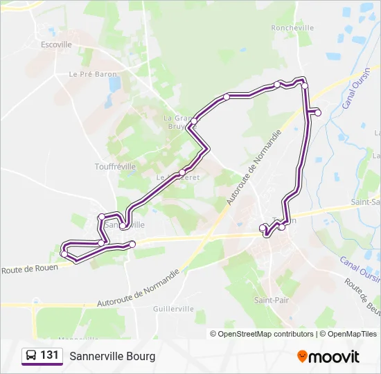 Plan de la ligne 131 de bus