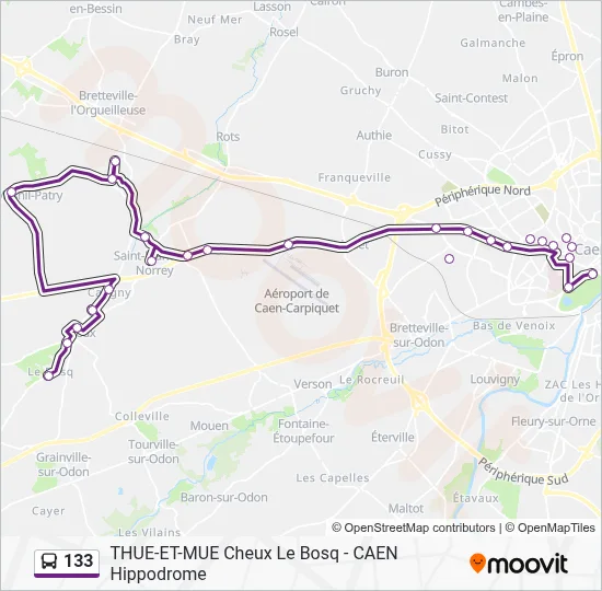 Plan de la ligne 133 de bus