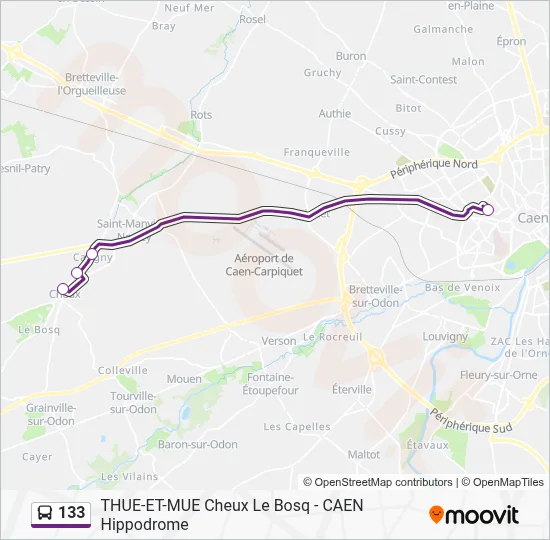 Plan de la ligne 133 de bus
