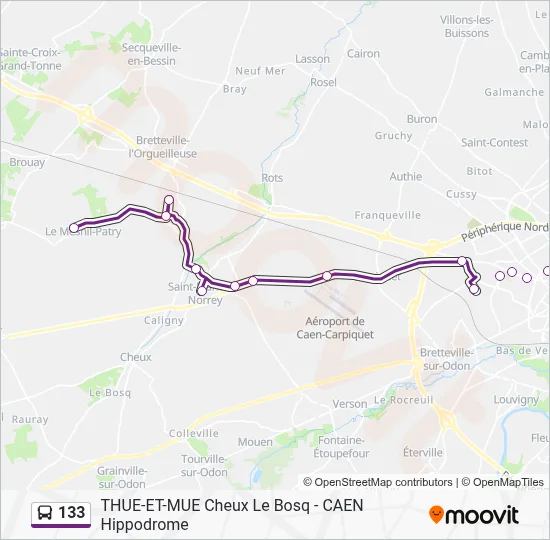 Plan de la ligne 133 de bus