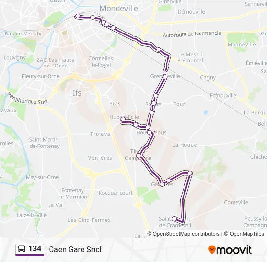 Mapa de 134 de autobús