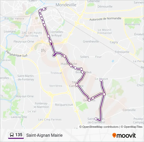 135 Bus Line Map