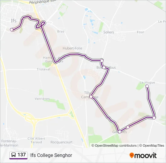 Plan de la ligne 137 de bus
