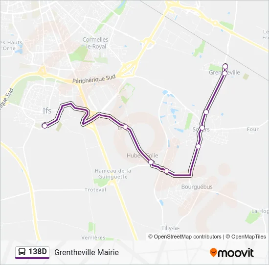 Plan de la ligne 138D de bus