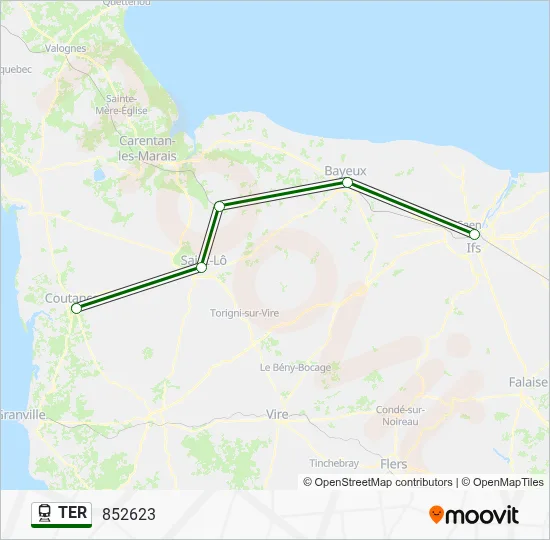 Plan de la ligne TER de train