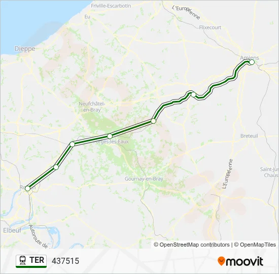 Plan de la ligne TER de train