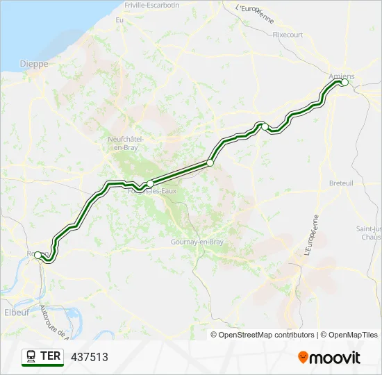 Plan de la ligne TER de train