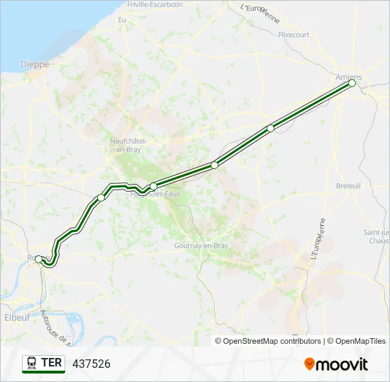 Plan de la ligne TER de train