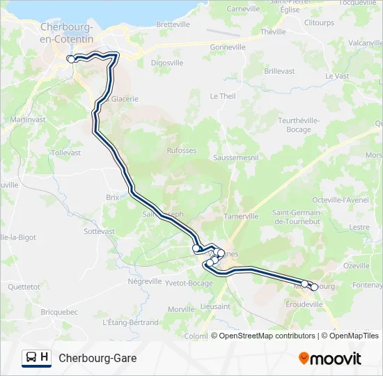 Plan de la ligne H de bus